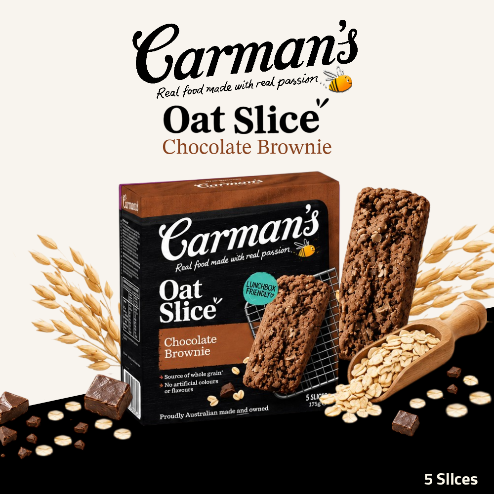 Carman's Oat Slice Bar | Whole Grain Oat Bar | Chocolate Brownie | 5 Slices