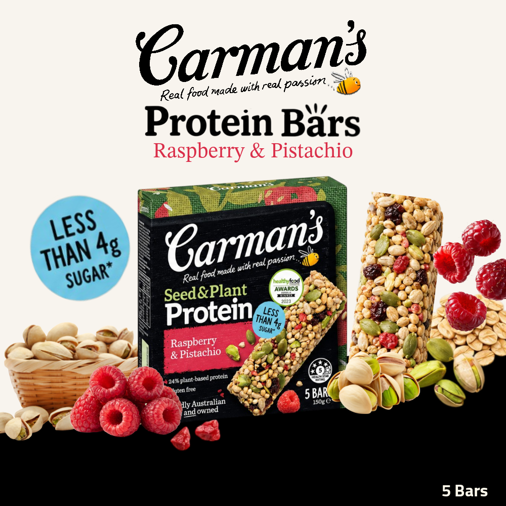 Carman's Protein Bar | Raspberry & Pistachio | 5 Bars