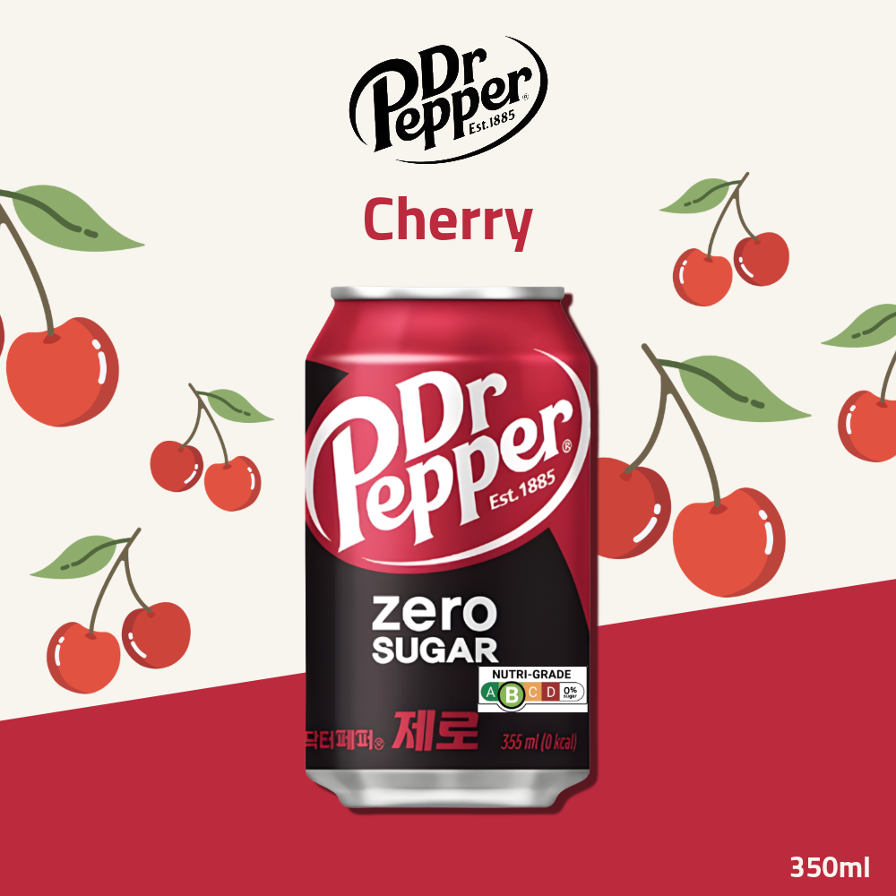 Dr Pepper Zero Sugar Cherry Soda | 24 Cans x 350ml
