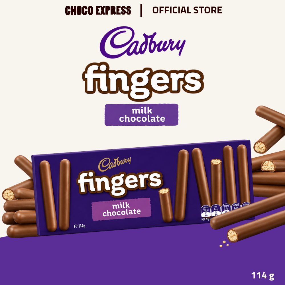 Cadbury Fingers Milk Chocolate | Chocolate-Coated Biscuit Fingers | 114g