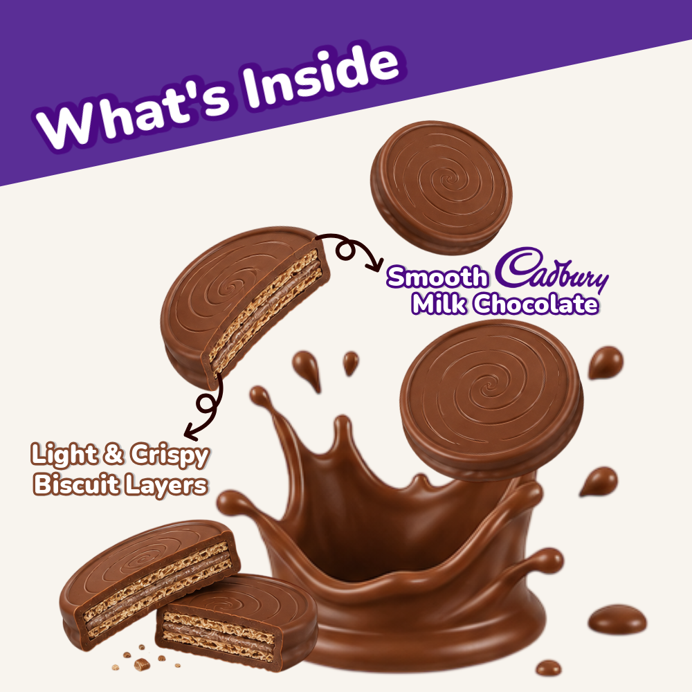 Cadbury Breakaway Milk Chocolate Biscuits | Chocolate-Coated Wafer Biscuits | 180g