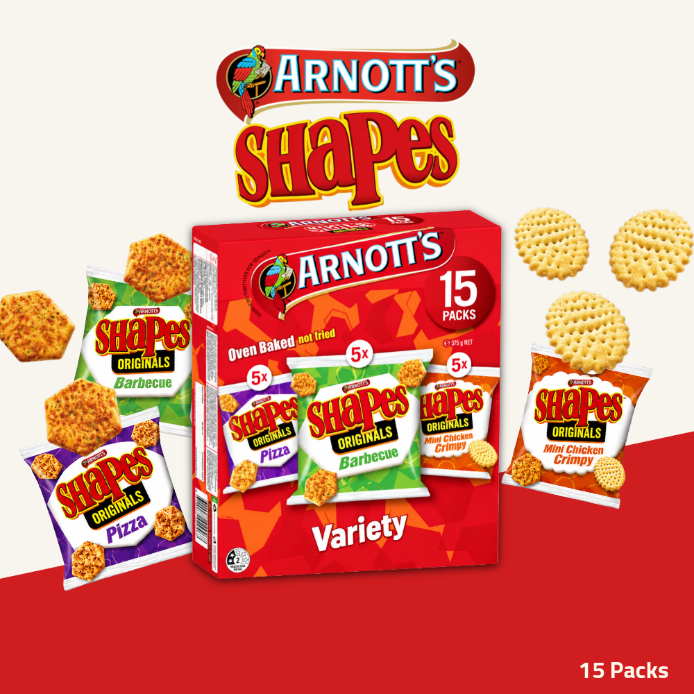 Arnott's Shapes Originals | Assorted Savoury Crackers | 15 Packs