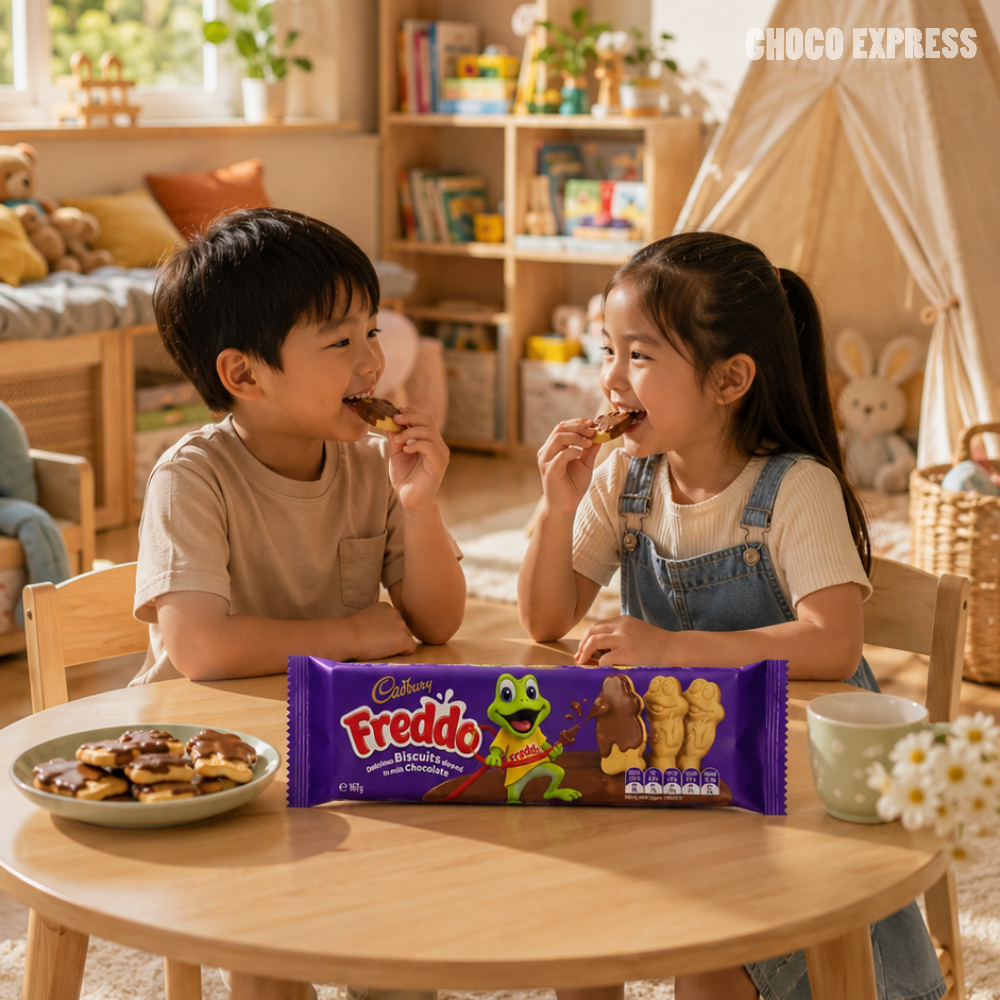 Cadbury Freddo Biscuits | Chocolate Biscuits with Milk Chocolate Coating | 167g