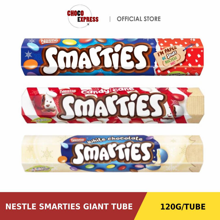 Smarties Giant Tube | Milk White Candy Cane Chocolate 120g/ Product of UK