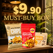 $9.90 Must-Buy Box | Lipton Apple Tea Popcorn 55g + Kettle Cooked Cheese & Jalapenos Potato Chips + Hundred Seeds Fruity Nut Creations 20g
