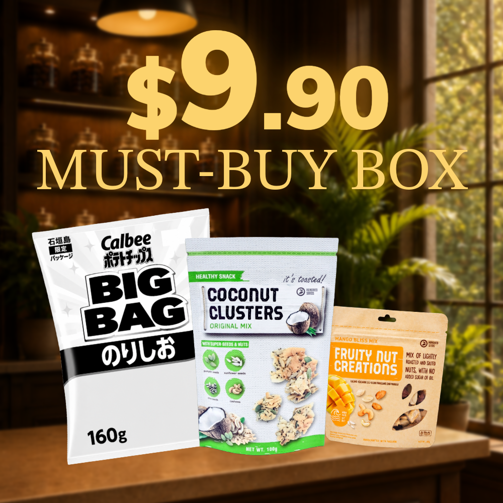 $9.90 Must-Buy Box | Hundred Seeds Coconut Clusters Original Mix 100g + Hundred Seeds Fruity Nut Creations 20g + Calbee Seaweed Potato Chips 160g