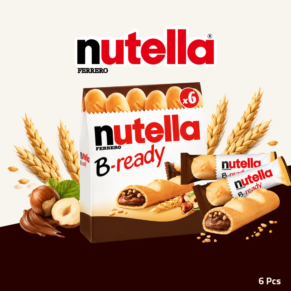 Ferrero Nutella B-ready | Crispy Wafer with Nutella Hazelnut Cocoa Filling | 6pcs