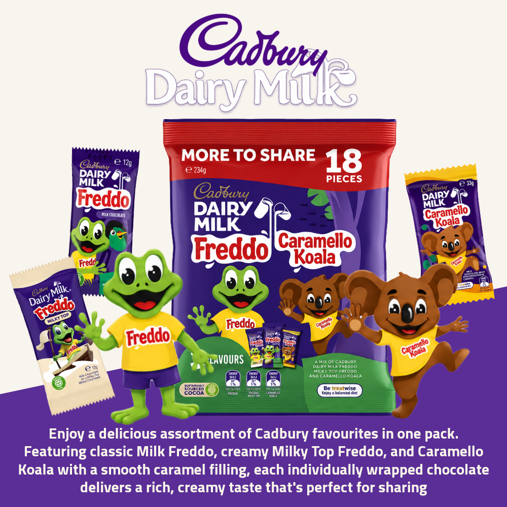 Cadbury Dairy Milk Freddo & Caramello Koala | Assorted Filled Milk Chocolates | 18 Pcs