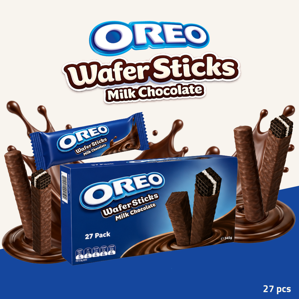 Oreo Wafer Sticks | Milk Chocolate Flavour | Crispy Wafer Rolls | 27pcs