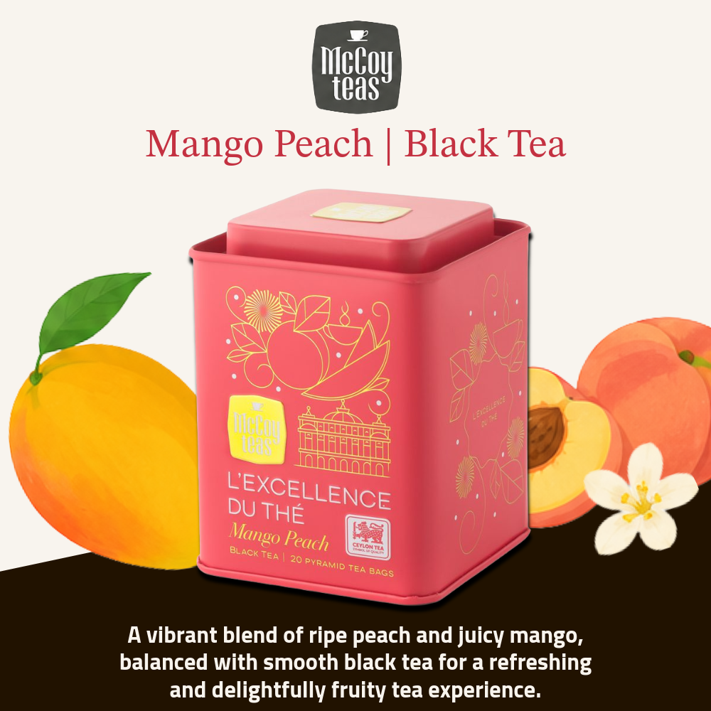 Golden Harmony Mid Autumn Gift Set | McCoy Mango Peach Black Tea 20 Tea Bags + Langnese Acacia Honey with HoneyComb 500g + FREE Wooden Spoon