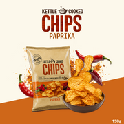 Kettle Cooked Potato Chips | Thick-Cut Crispy Potato Chips | Paprika | 150g