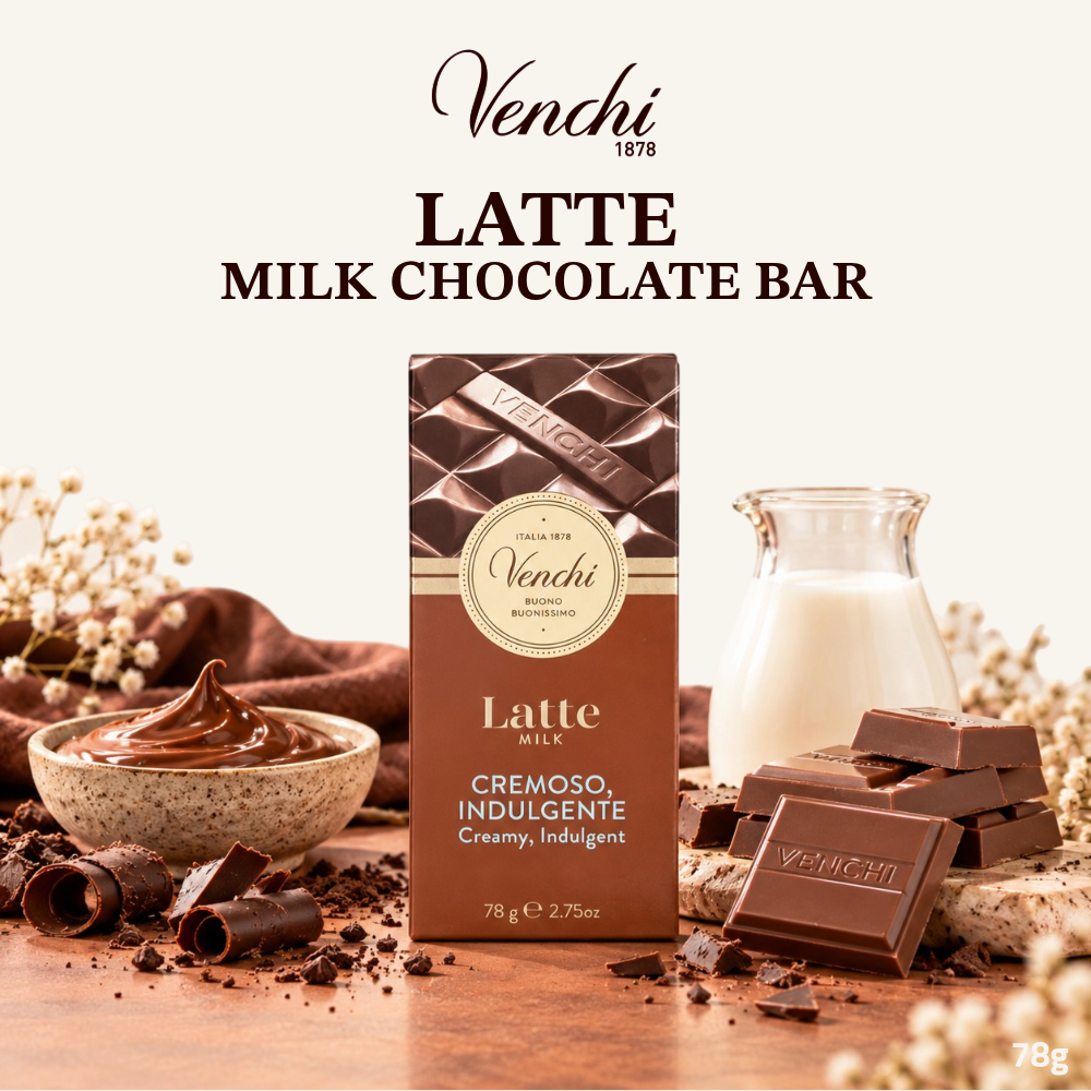 [Pre-Order] Venchi Latte Milk Chocolate Bar | Premium Italian Smooth & Creamy Milk Chocolate | 78g
