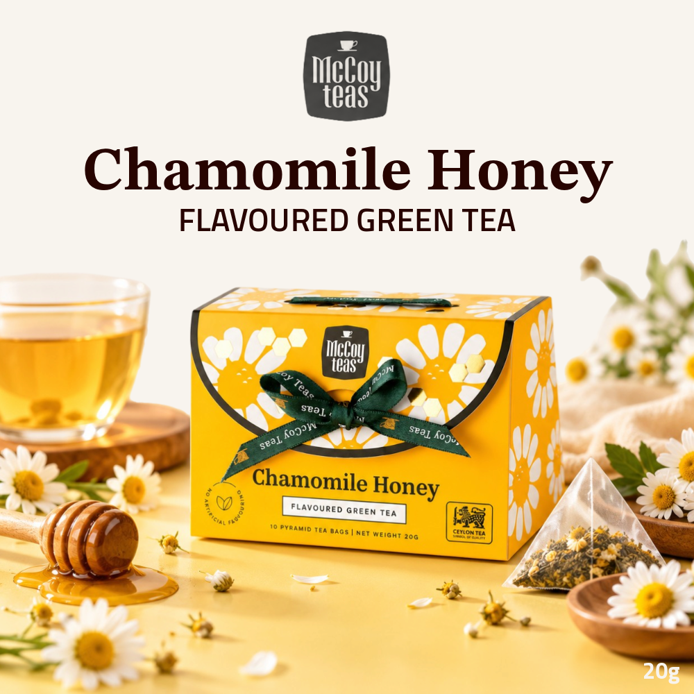 [Pre-Order] McCoy Teas Handbag Tea Collection | Chamomile Honey Flavoured Green Tea | 10 Pyramid Tea Bags
