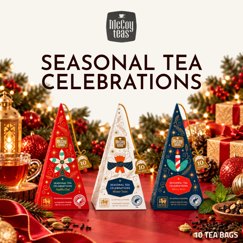 [Pre-Order] McCoy Teas Seasonal Tea Celebrations | Vanilla Chai, Winter Twist & Merry Mint | 10 Tea Bags
