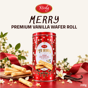 [Pre-Order] Richy Merry Premium Vanilla Wafer Rolls | Vanilla Cream Wafer Biscuits | 200g
