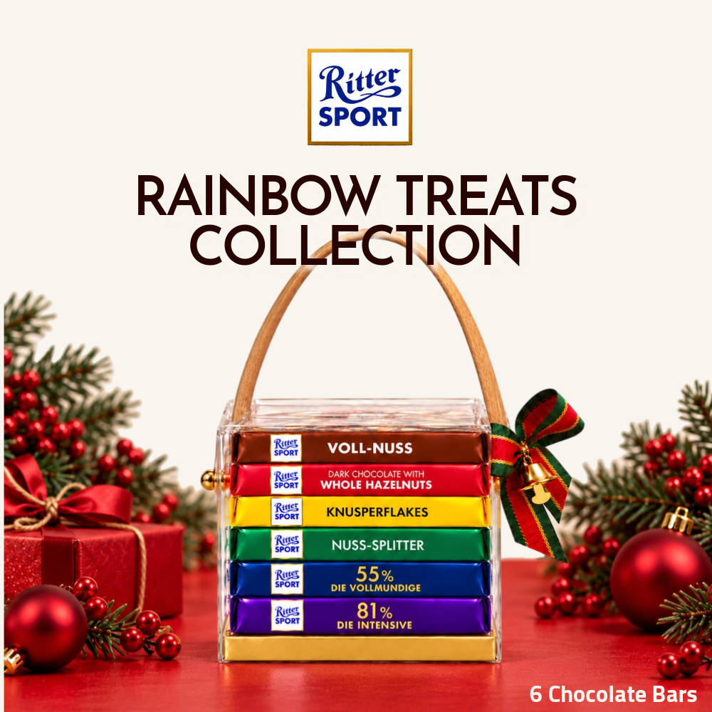 Ritter Sport Rainbow Treats Collection | Assorted Milk & Dark Chocolate Bars Gift  | 6 Bars
