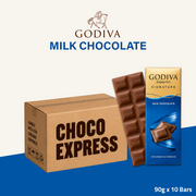 Godiva Signature Chocolate Bar | Milk Chocolate | Halal | 90g x 10 Bars