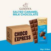 Godiva Signature Chocolate Bar | Salted Caramel Milk Chocolate | Halal | 90g x 10 Bars