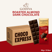 Godiva Signature Chocolate Bar | Roasted Almond Dark Chocolate | Halal | 90g x 10 Bars