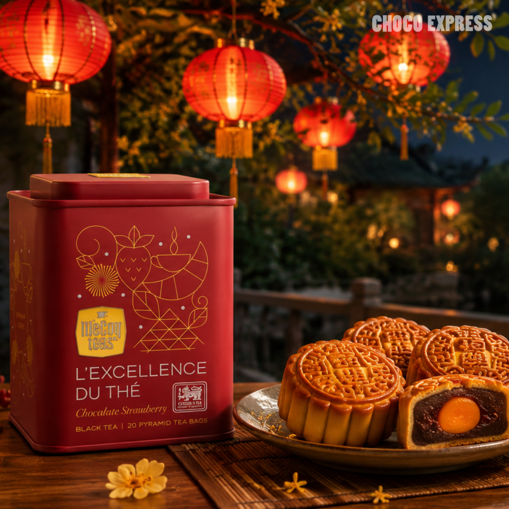 Golden Harmony Mid Autumn Gift Set | McCoy Earl Grey Honey Black Tea 20 Tea Bags + Langnese Acacia Honey with HoneyComb 500g + FREE Wooden Spoon