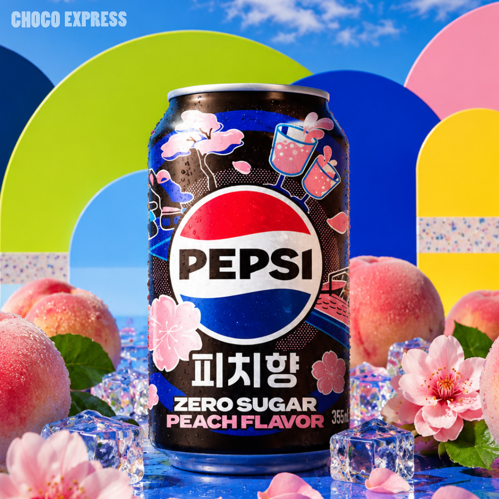 Korean Pepsi Zero Sugar Soda | Peach Flavour | 355ml