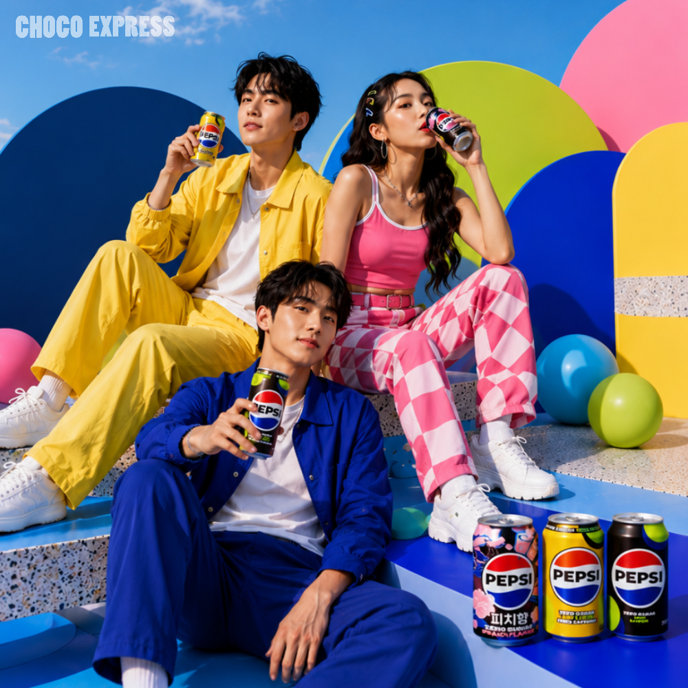 Korean Pepsi Zero Sugar Soda | Lime Flavour | Zero Caffeine | 355ml