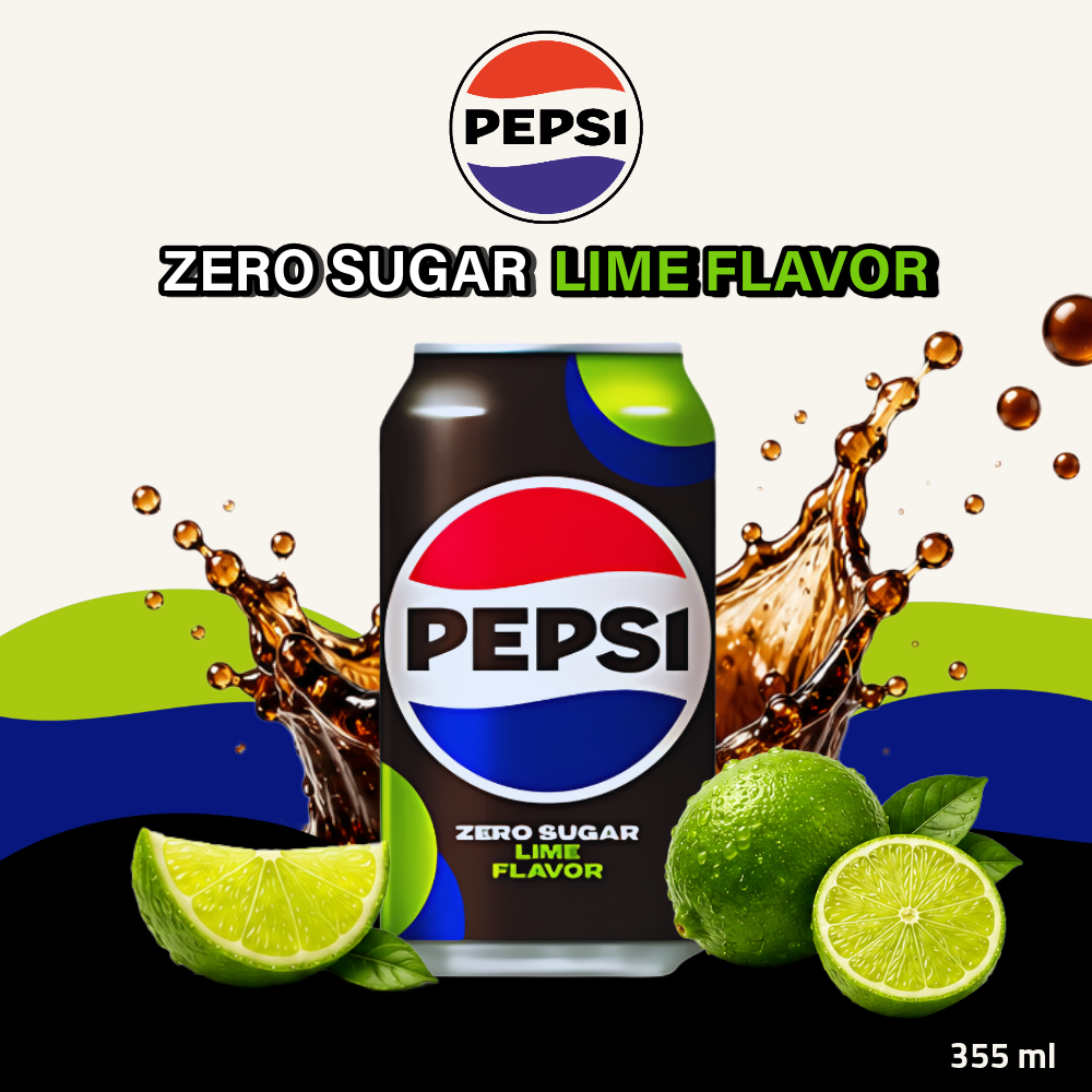 Korean Pepsi Zero Sugar Soda | Lime Flavour | 355ml