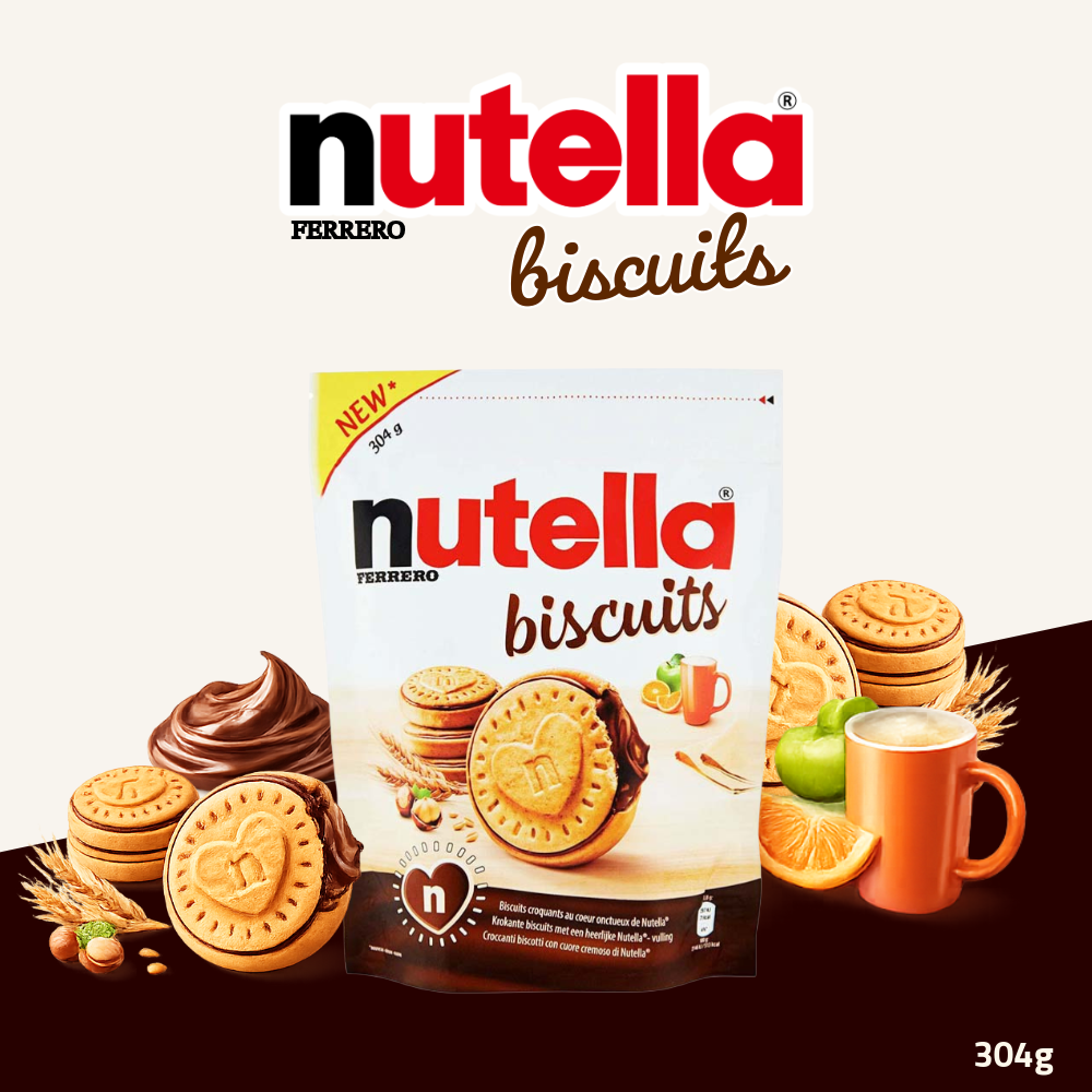 Ferrero Nutella Biscuits | Crispy Biscuits with Nutella Hazelnut Cocoa Filling | 304g