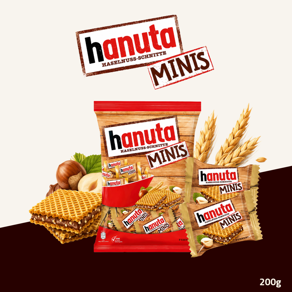 Ferrero Hanuta Minis | Crispy Wafer with Hazelnut Cocoa Filling | 200g