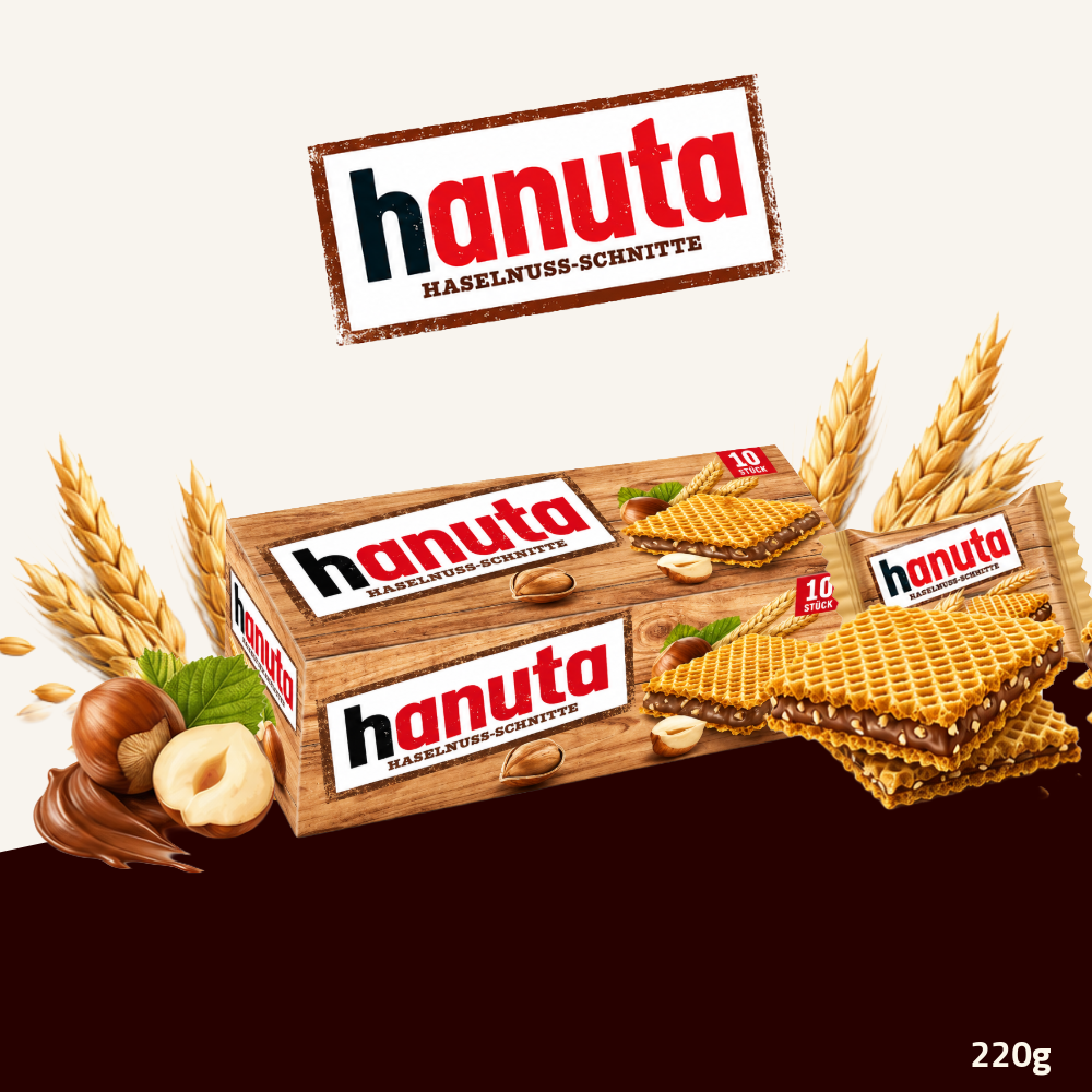 Ferrero Hanuta | Crispy Wafer with Hazelnut Cocoa Filling | 220g
