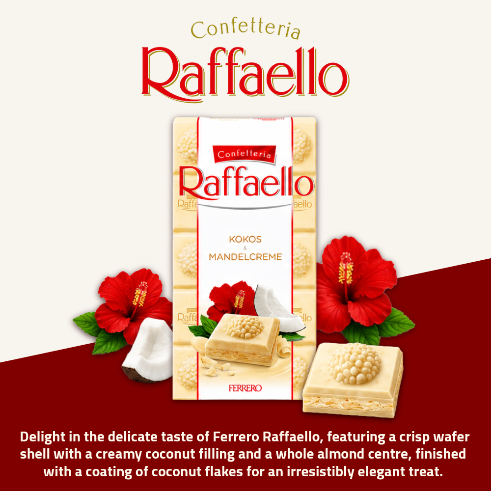 Ferrero Raffaello Chocolate Tablet | Creamy Coconut & Almond | 90g