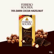 Ferrero Rocher Chocolate Tablet | 70% Dark Cacao with Hazelnut | 90g