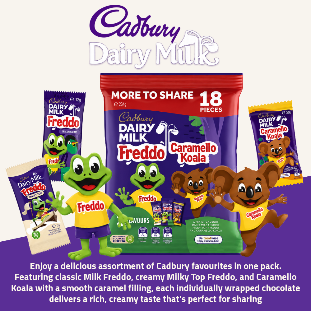 Cadbury Dairy Milk Freddo & Caramello Koala | Assorted Filled Milk Chocolates | 18 Pcs