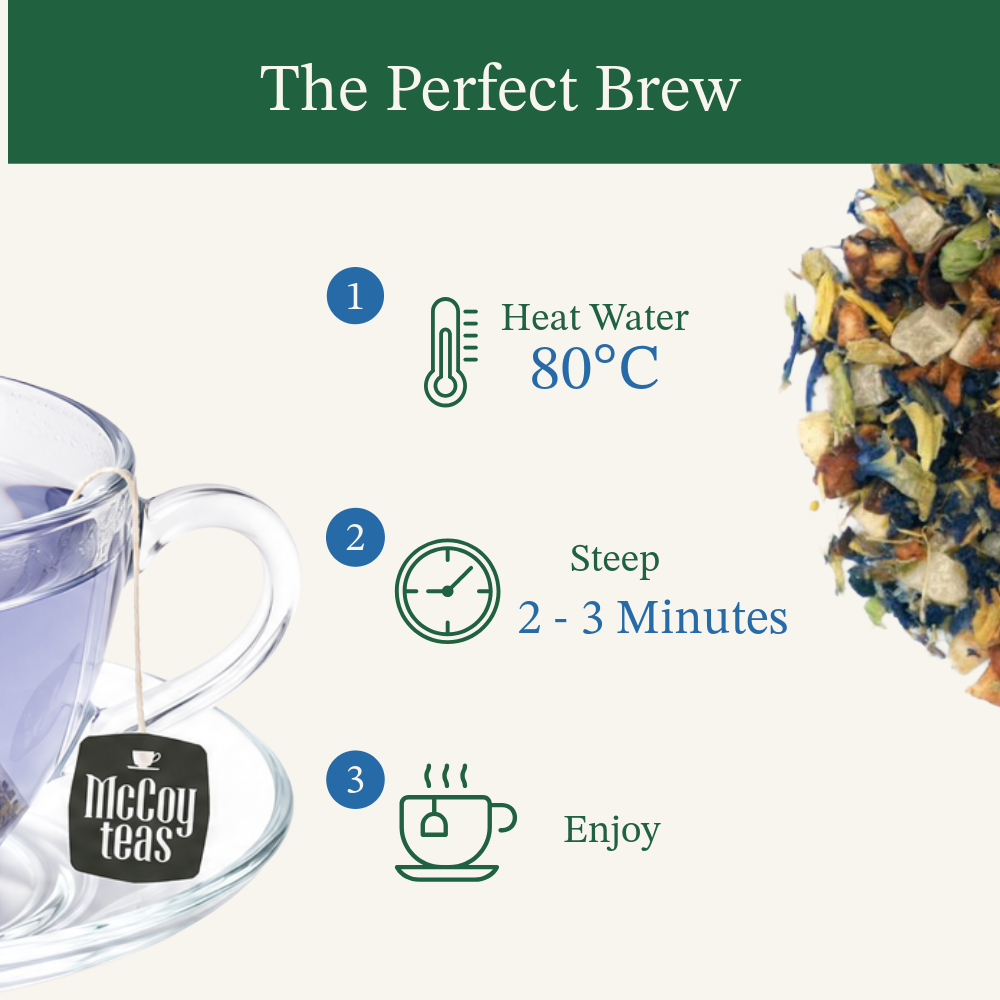 Golden Harmony Mid Autumn Gift Set | McCoy Blueberry Blues Herbal Tea 10 Tea Bags + Langnese Acacia Honey with HoneyComb 500g + FREE Wooden Spoon