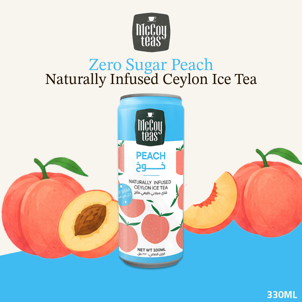 McCoy Teas Naturally Infused Ceylon Fruity Iced Tea Collection | Peach, Red Fruits, Mango, Tropical Fruits | 330ml