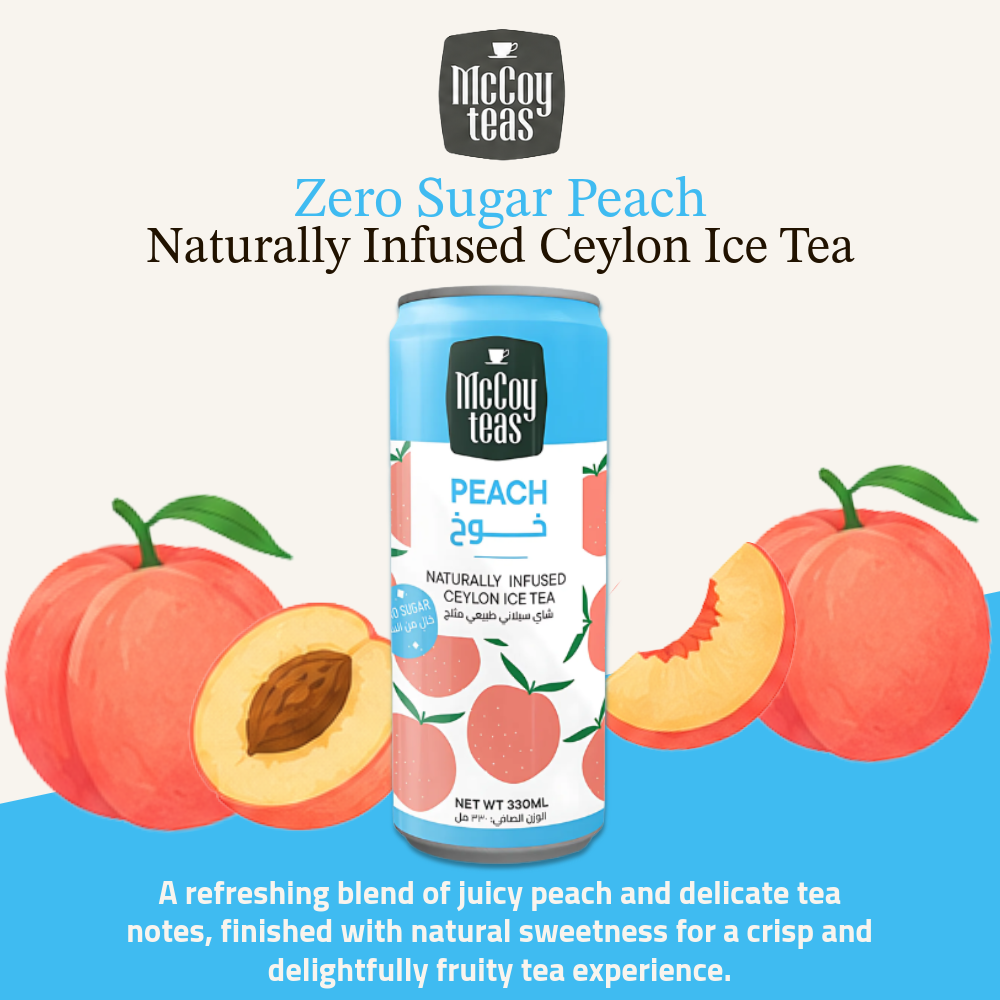 McCoy Teas Naturally Infused Ceylon Fruity Iced Tea Collection | Peach, Red Fruits, Mango, Tropical Fruits | 330ml