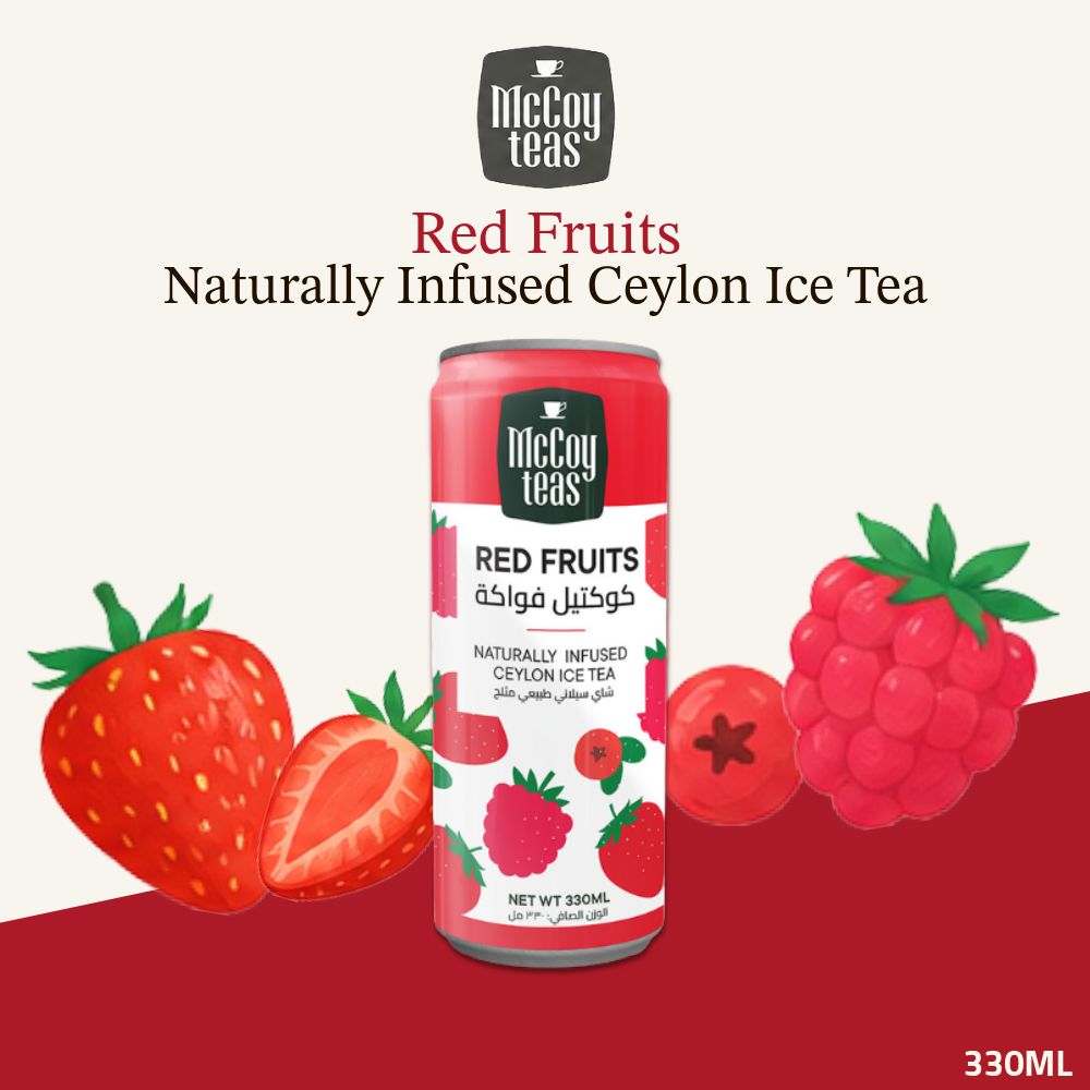 McCoy Teas Naturally Infused Ceylon Fruity Iced Tea Collection | Peach, Red Fruits, Mango, Tropical Fruits | 330ml