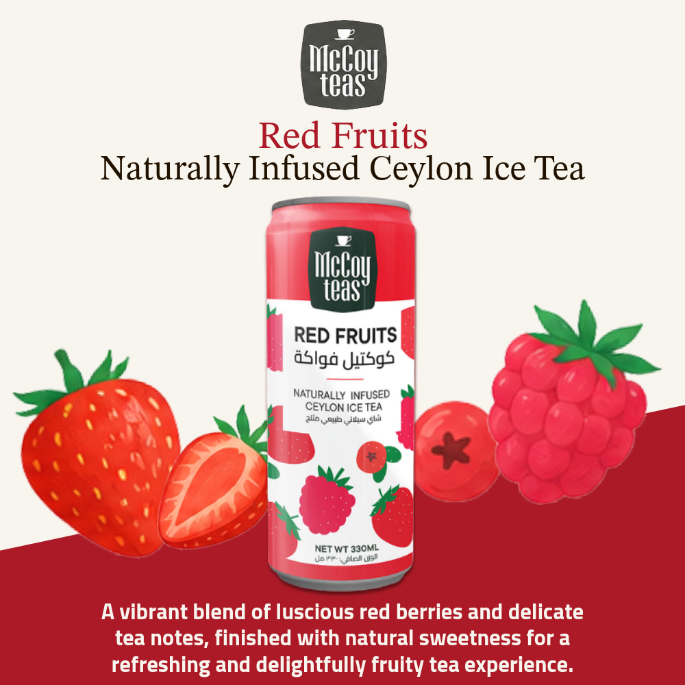 McCoy Teas Naturally Infused Ceylon Fruity Iced Tea Collection | Peach, Red Fruits, Mango, Tropical Fruits | 330ml