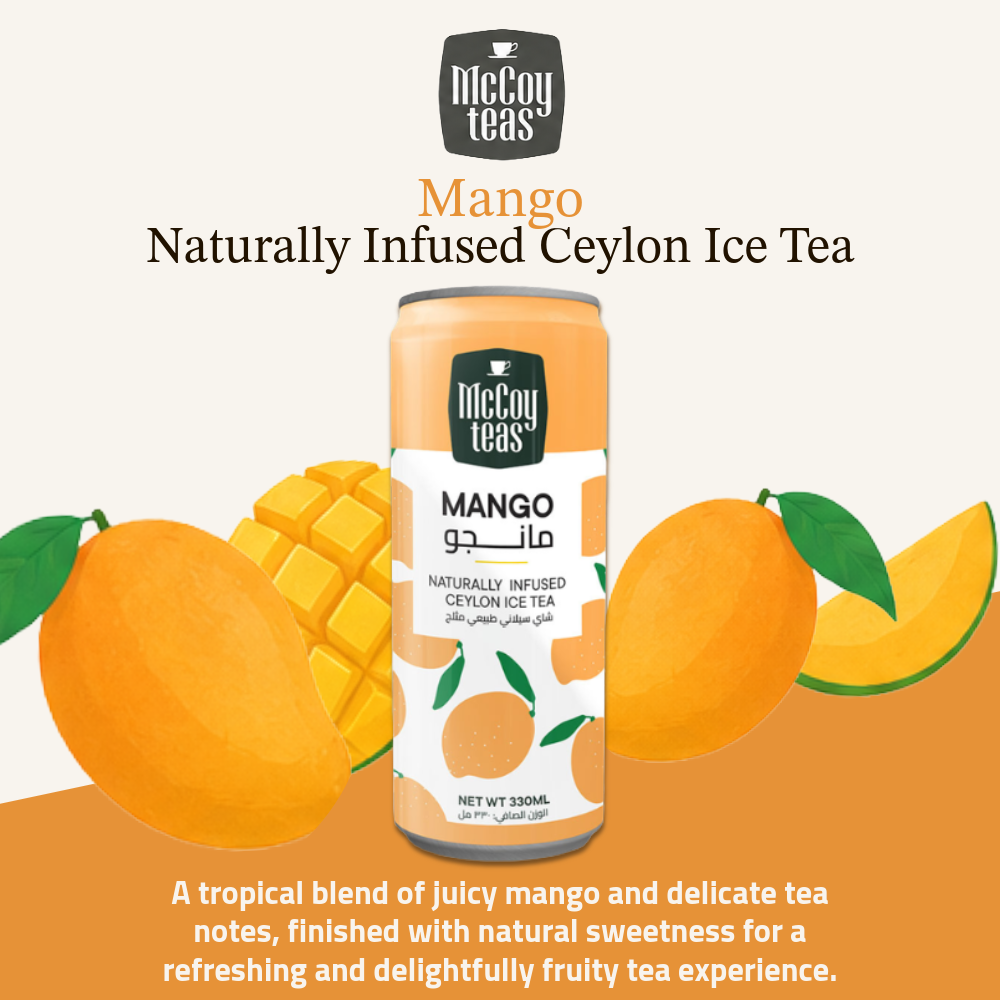 McCoy Teas Naturally Infused Ceylon Fruity Iced Tea Collection | Peach, Red Fruits, Mango, Tropical Fruits | 330ml