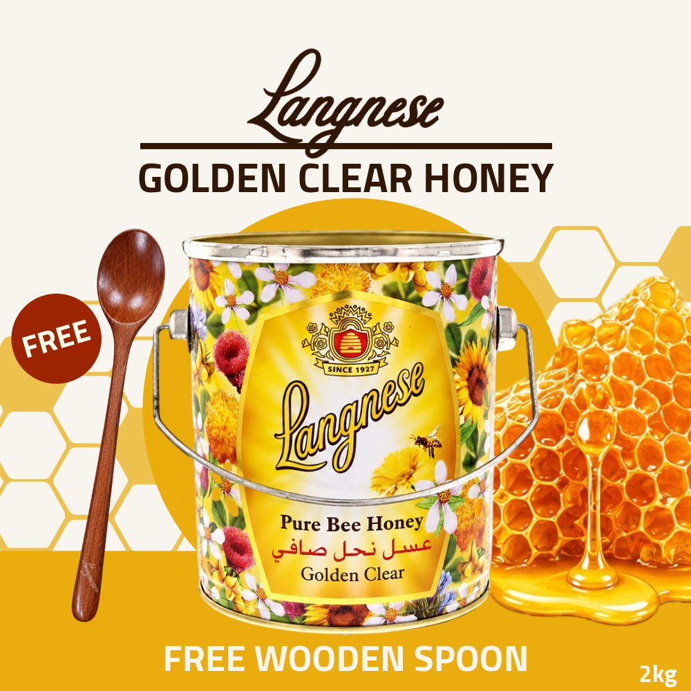 [Pre-Order] [FREE WOODEN SPOON] Langnese Golden Clear Honey 2kg | 100% Pure Bee Honey | Smooth & Golden Honey
