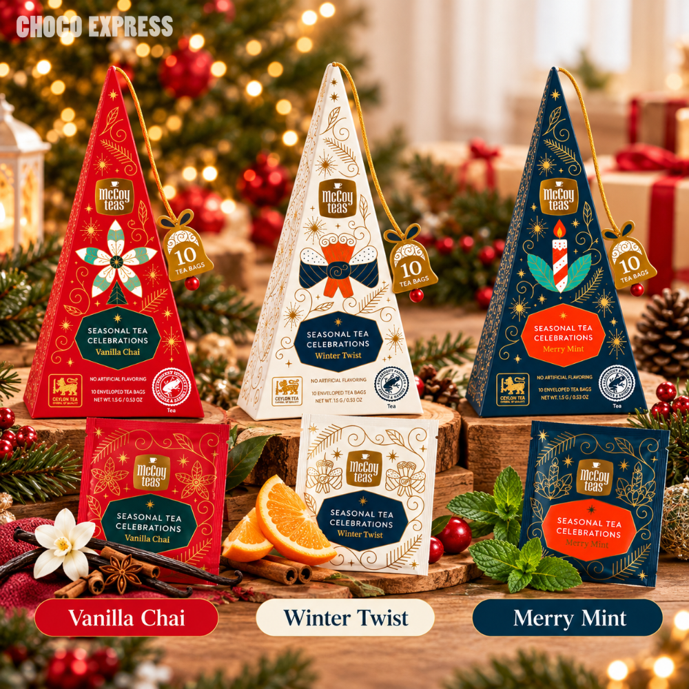 [Pre-Order] McCoy Teas Seasonal Tea Celebrations | Vanilla Chai, Winter Twist & Merry Mint | 10 Tea Bags