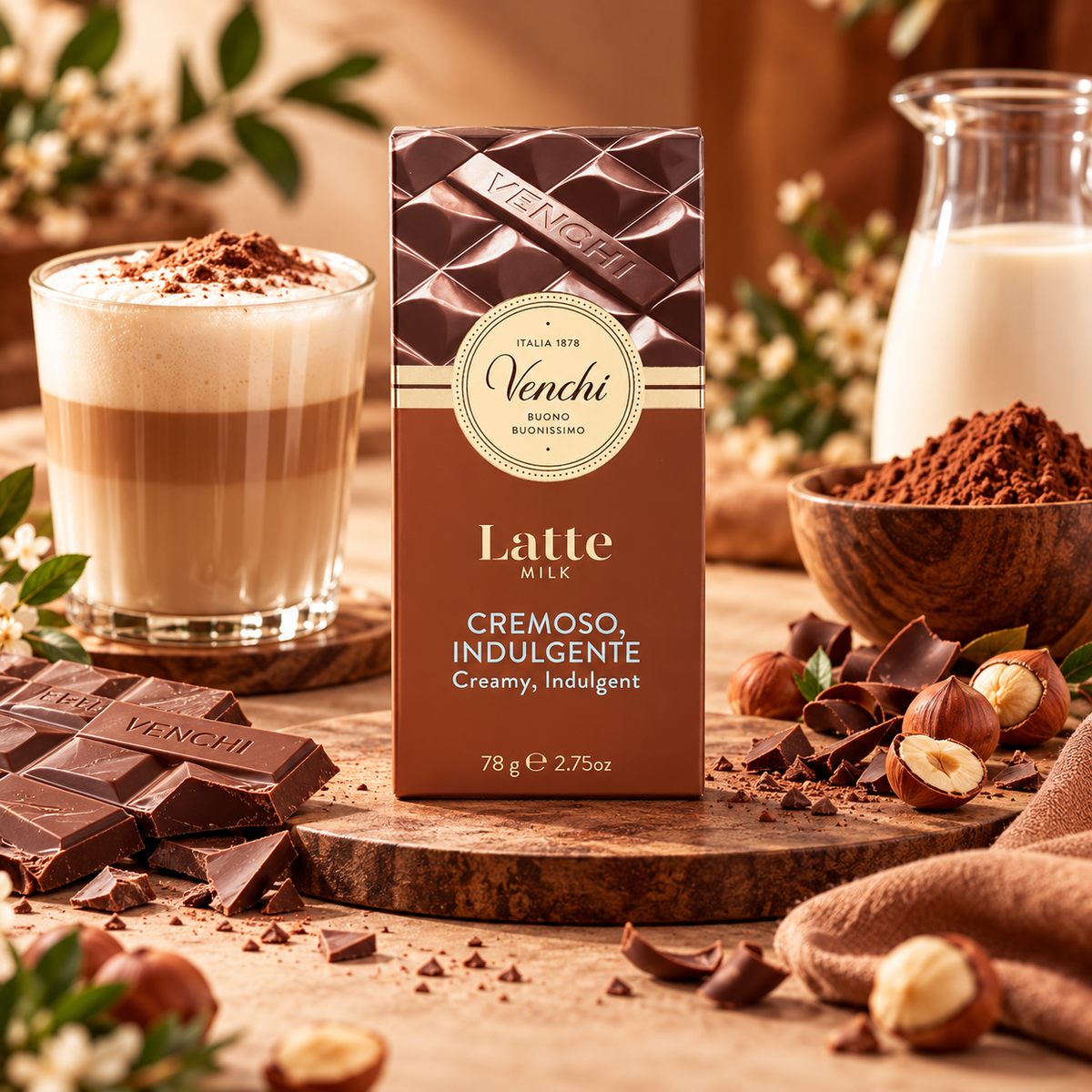 [Pre-Order] Venchi Latte Milk Chocolate Bar | Premium Italian Smooth & Creamy Milk Chocolate | 78g