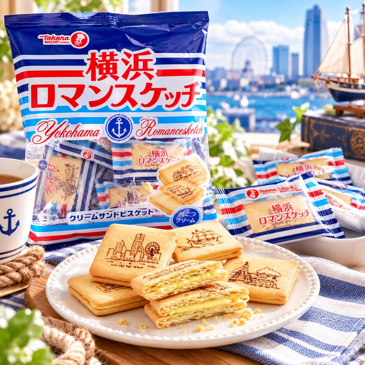 [Pre-Order] Takara Yokohama Romance Sketch Cookies | Japanese Butter Cookies | 12 Packs