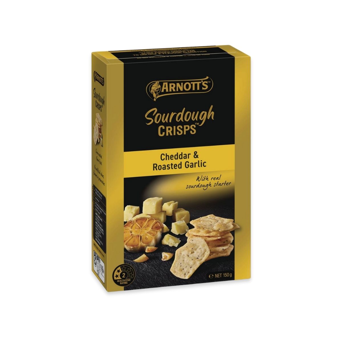Arnott's Sourdough Crisps 150g: Cheddar & Roasted Garlic Flavor
