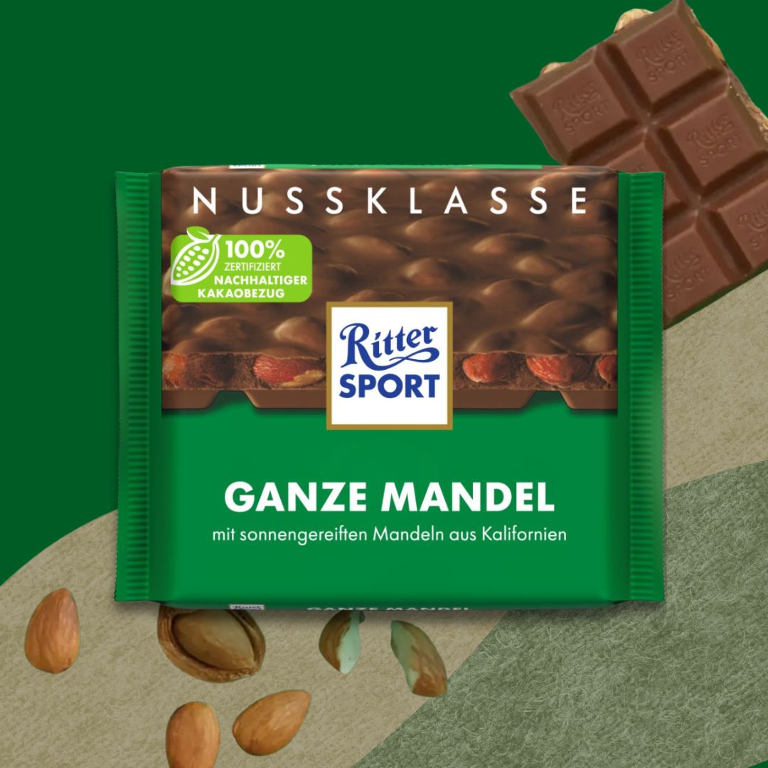 Ritter Sport Chocolate 100g: Dark Whole Almond