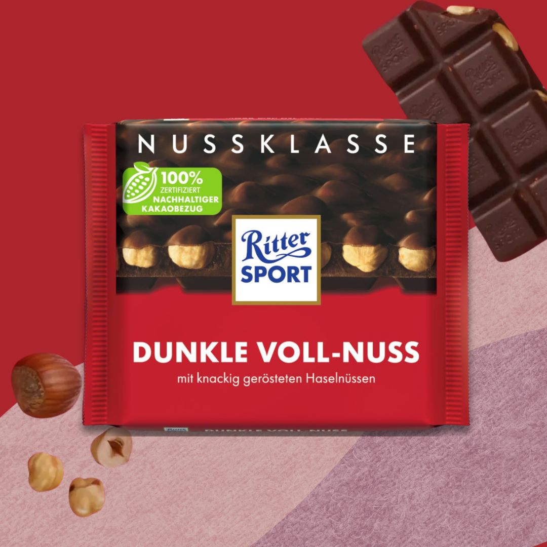 Ritter Sport Chocolate 100g: Dark Whole Hazelnut