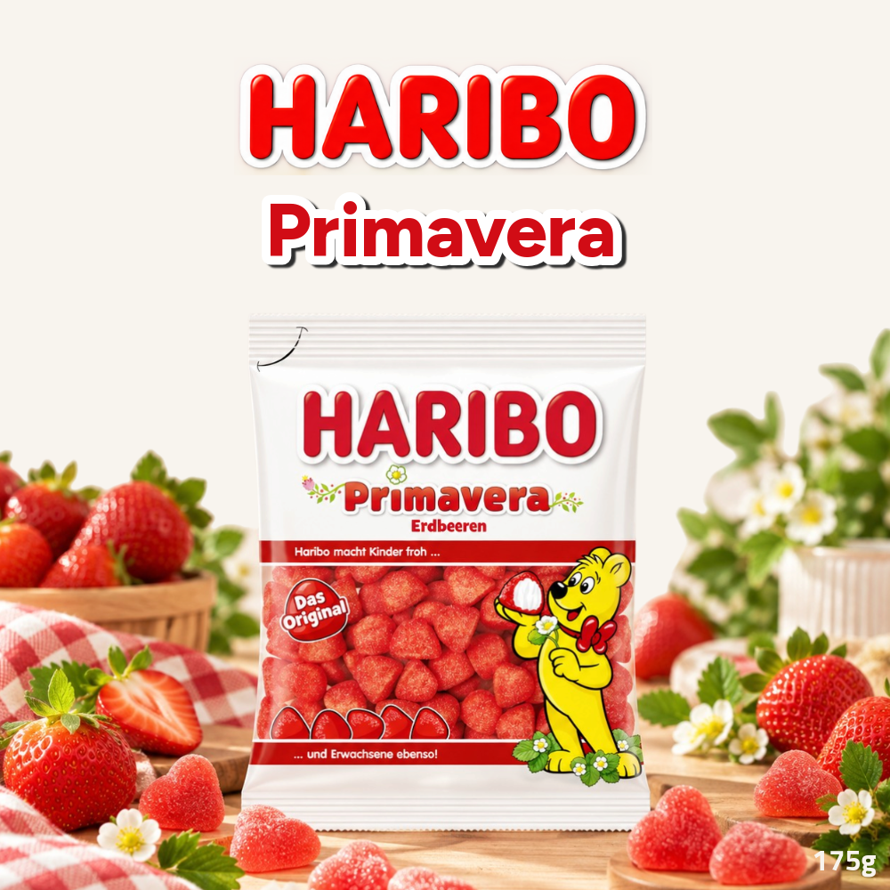 Haribo Primavera Strawberry Soft Candy | Strawberry Flavoured Foam Sweets | 175g