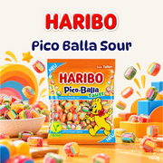 Haribo Pico Balla Sour Vegan Fruit Gummies | Sweet & Sour Filled Chewy Candy | 160g