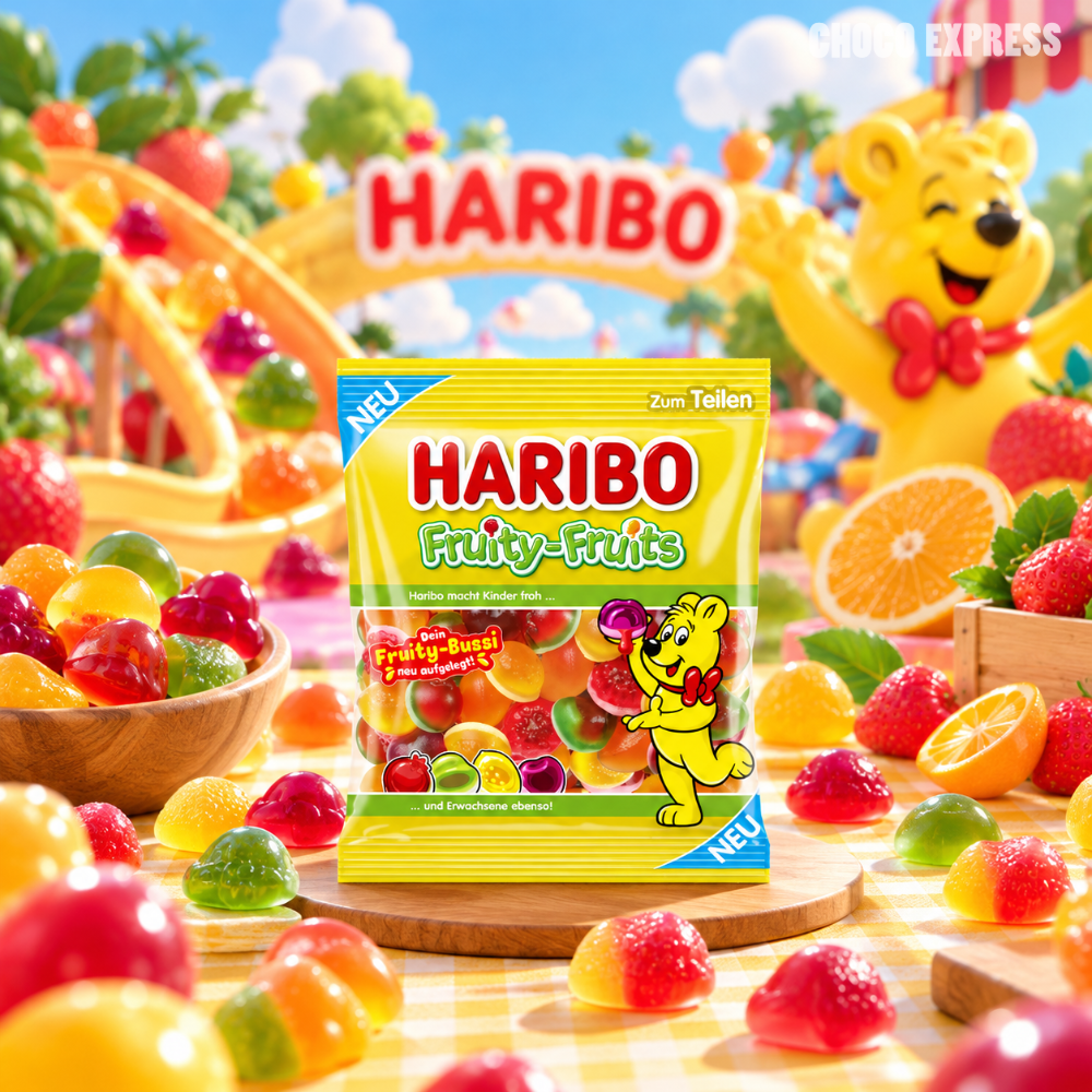 Haribo Fruity-Fruits Filled Fruit Gummies | Sweet & Sour Fruity Candy | 160g
