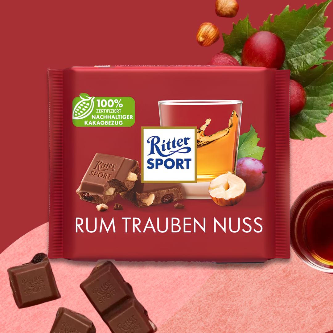Ritter Sport Chocolate 100g: Rum Raisins & Nuts